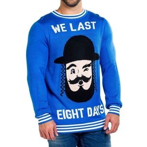 Tipsy Elves Rabbi We Last Eight Days Ugly Christmas Hannukah Sweater NWT XL